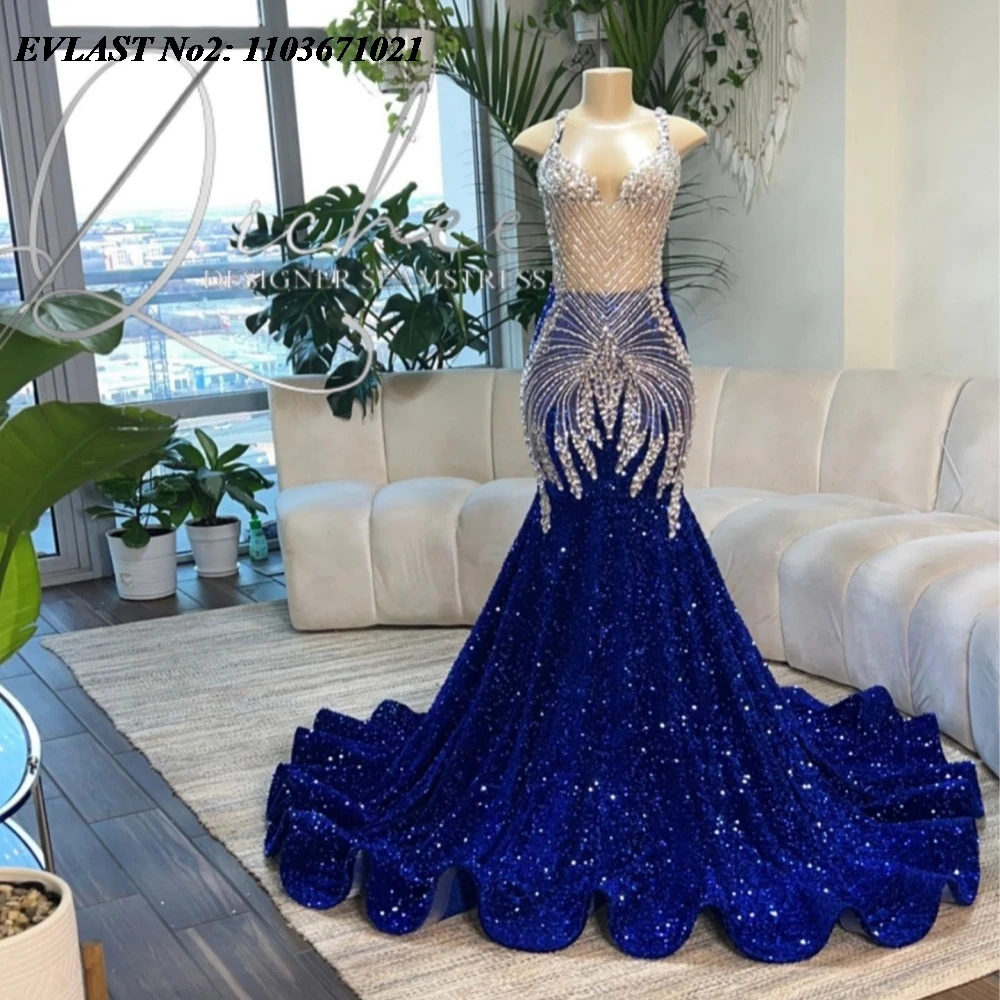 EVLAST Customized Glitter Navy Blue Sequins Mermaid Prom Dress Black Girls Diamond Crystal Beaded Birthday Party Gown E2P490
EVLAST Customized Glitter Navy Blue Sequins Mermaid Prom Dress Black Girls Diamond Crystal Beaded Birthday Party Gown E2P490