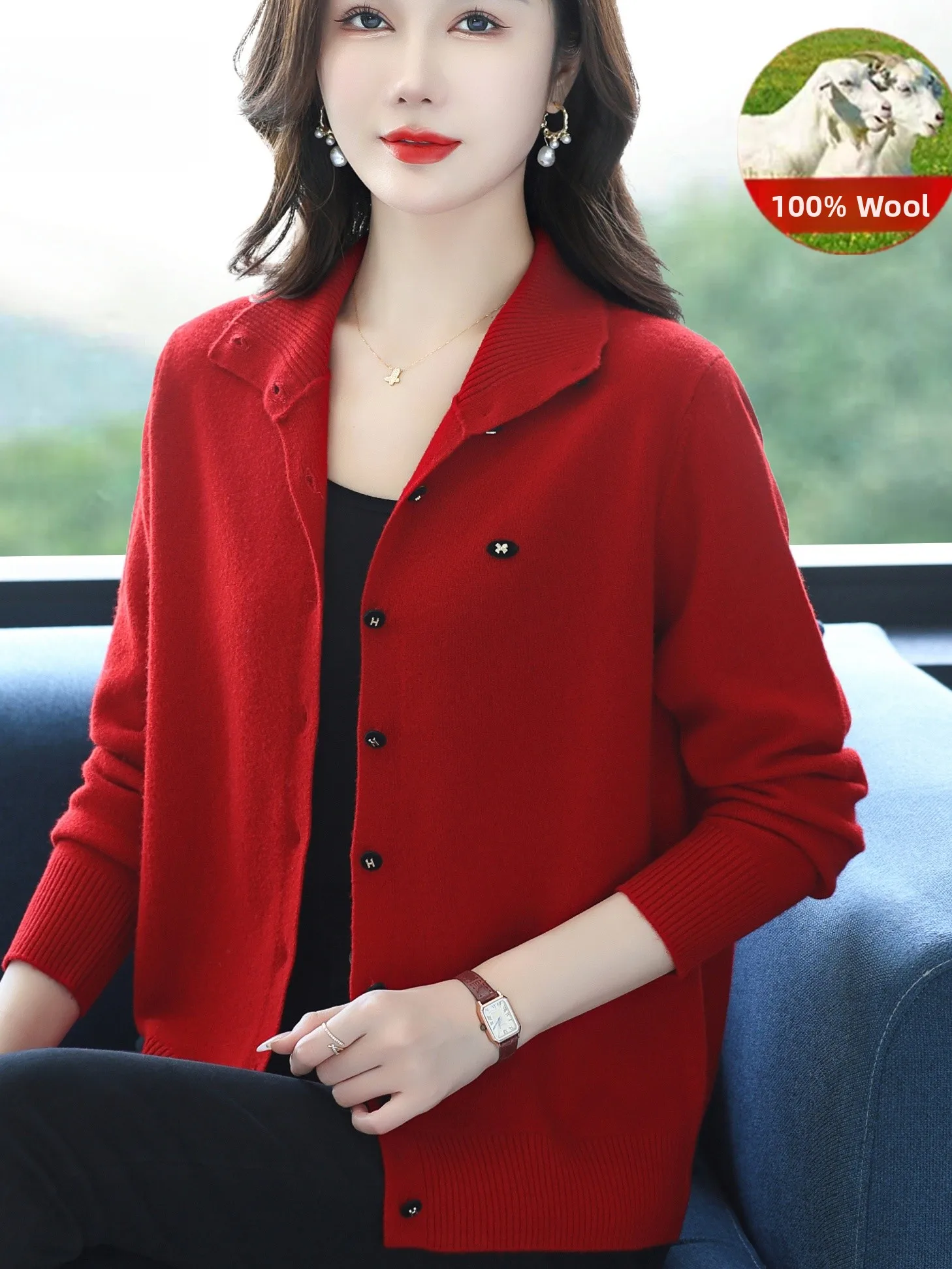 2026 New 100 Pure Wool Knitted Open Cardigan Women's Mid-Aged Mommy Style Turn-down Collar Thin Sweater Jacket Fashionable
2026 New 100 Pure Wool Knitted Open Cardigan Women's Mid-Aged Mommy Style Turn-down Collar Thin Sweater Jacket Fashionable