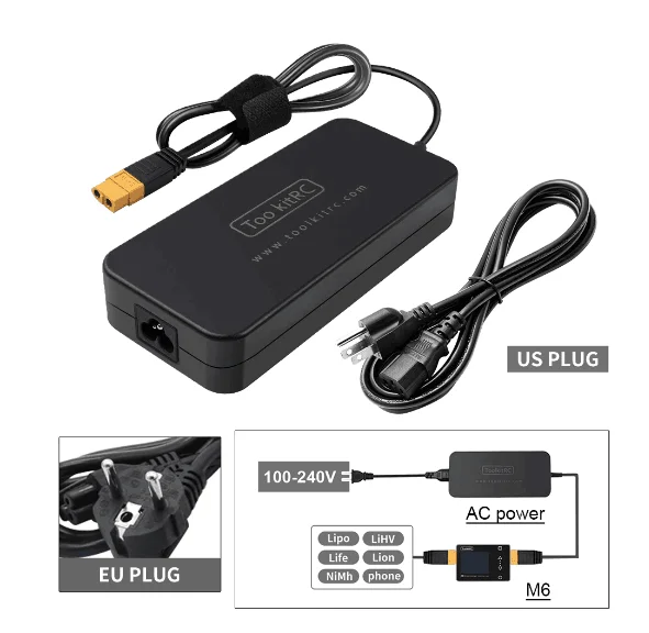 ToolkitRC ADP200 AC Power Adapter 200W Power Supply XT60 Plug Output 19.5V 10.3A for RC LiPo Battery Charger Balance Model
ToolkitRC ADP200 AC Power Adapter 200W Power Supply XT60 Plug Output 19.5V 10.3A for RC LiPo Battery Charger Balance Model