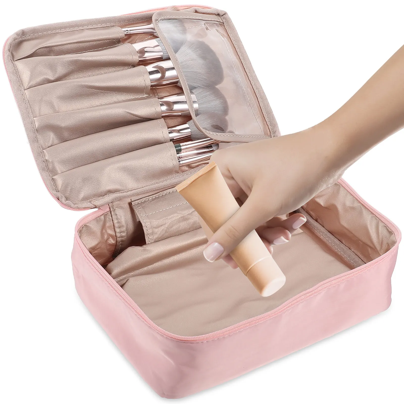 Вместительная водонепроницаемая косметичка из ПУ для путешествий, органайзер для туалетных принадлежностей, лосьонов и кремов, портативная с ручкой
Вместительная водонепроницаемая косметичка из ПУ для путешествий, органайзер для туалетных принадлежностей, лосьонов и кремов, портативная с ручкой