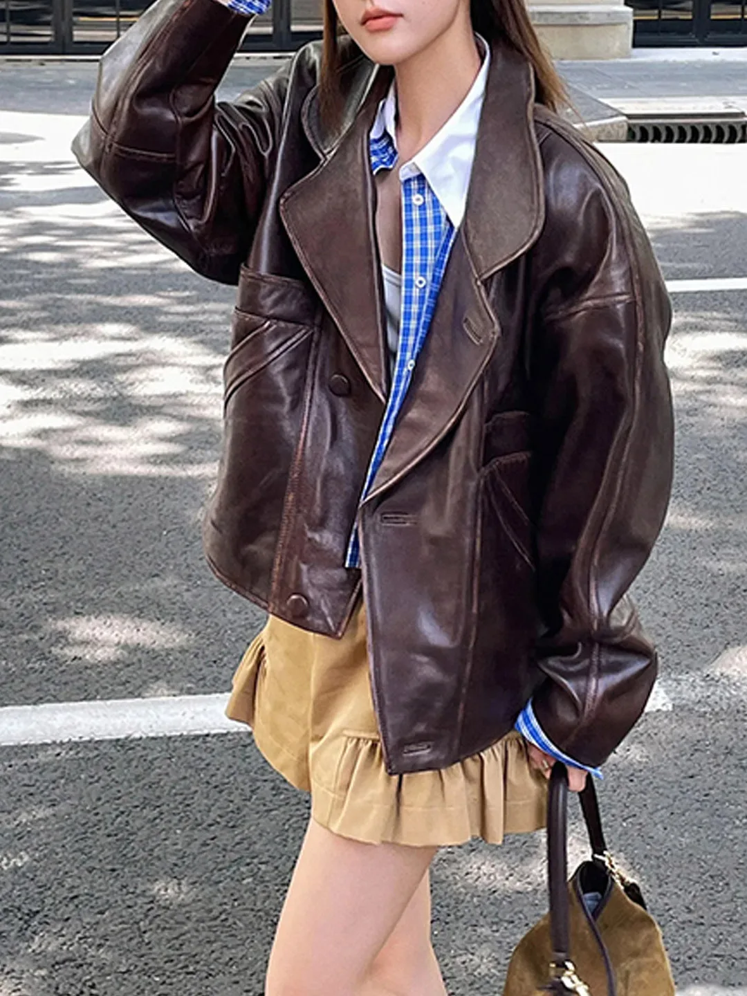 Винтажное кожаное джето, женское свободное пальто с воротником-стойкой, нейтральное пальто на осень-зиму, коричневое, желтое пальто
Винтажное кожаное джето, женское свободное пальто с воротником-стойкой, нейтральное пальто на осень-зиму, коричневое, желтое пальто