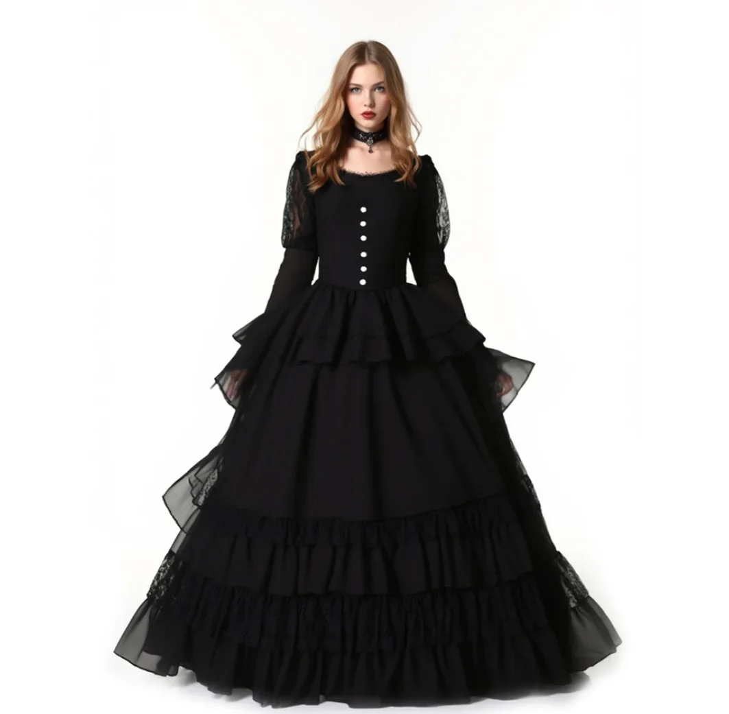 Women Medieval Gothic Lolita Dress Anime Cos Clothing Victorian French Roleplay Black Gothic Court Ball Gowns Halloween Party
Women Medieval Gothic Lolita Dress Anime Cos Clothing Victorian French Roleplay Black Gothic Court Ball Gowns Halloween Party