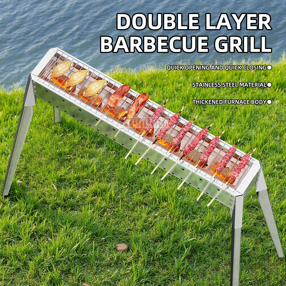 Thickened Stainless Steel Barbecue Grill Outdoor Charcoal Detachable Double-Layer BBQ Grill for Garden Camping
Thickened Stainless Steel Barbecue Grill Outdoor Charcoal Detachable Double-Layer BBQ Grill for Garden Camping