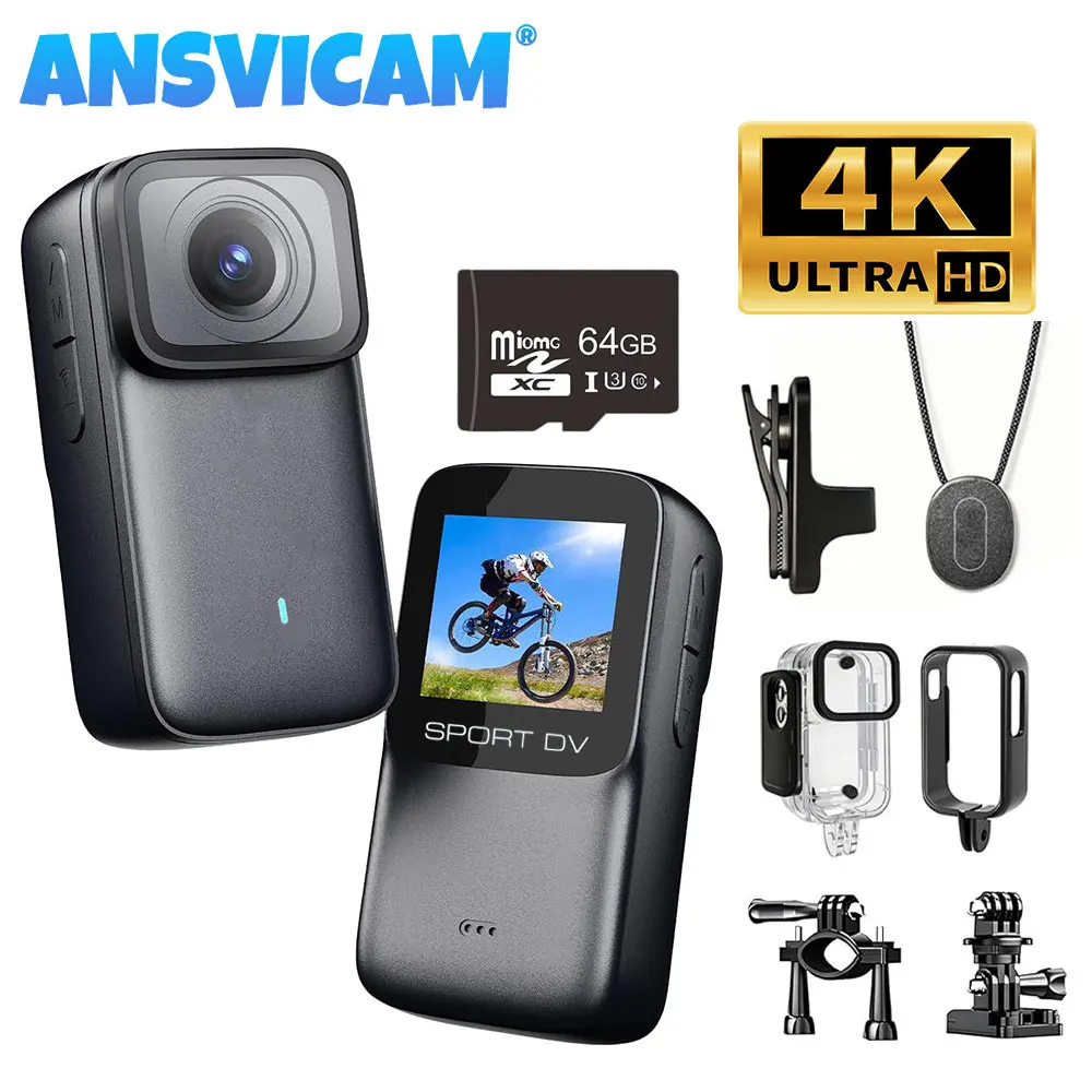 ANSVICAM 4K Mini Action Camera HD Thumb Camera with 64G Card POV Portable Bodycam Wearable Video Recorder Waterproof Camcorder
ANSVICAM 4K Mini Action Camera HD Thumb Camera with 64G Card POV Portable Bodycam Wearable Video Recorder Waterproof Camcorder