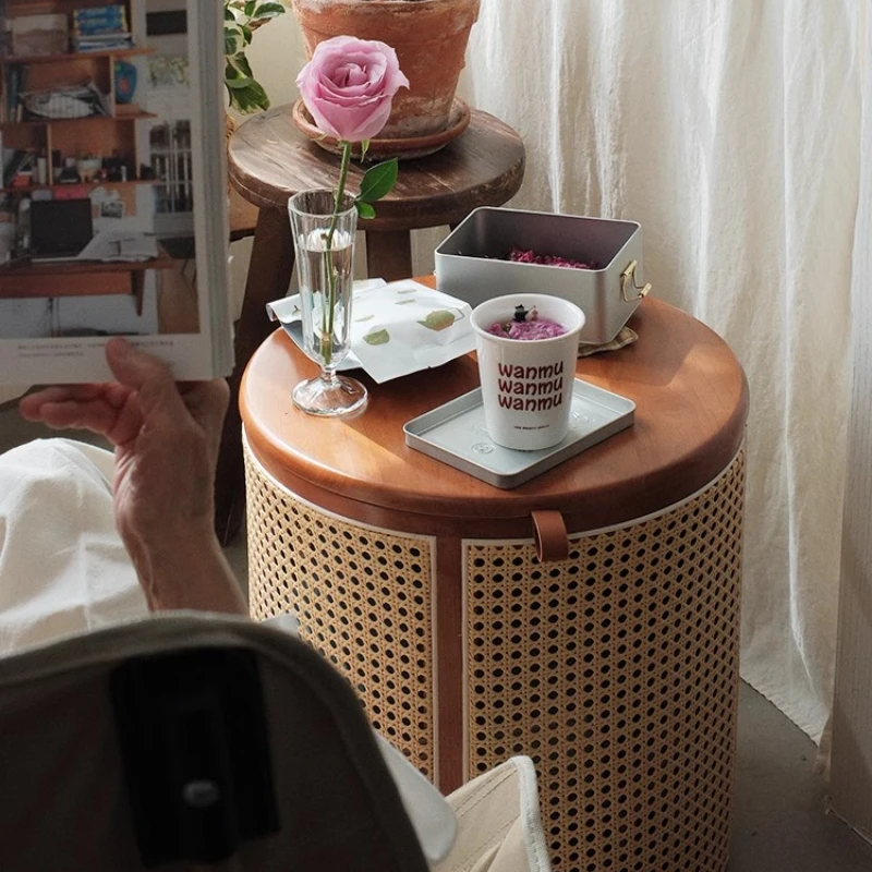 Solid Wood Rattan Nightstand with Storage Round Side Table for Beside Sofa Multifunctional Laundry Hamper Bedroom Makeup Stools
Solid Wood Rattan Nightstand with Storage Round Side Table for Beside Sofa Multifunctional Laundry Hamper Bedroom Makeup Stools