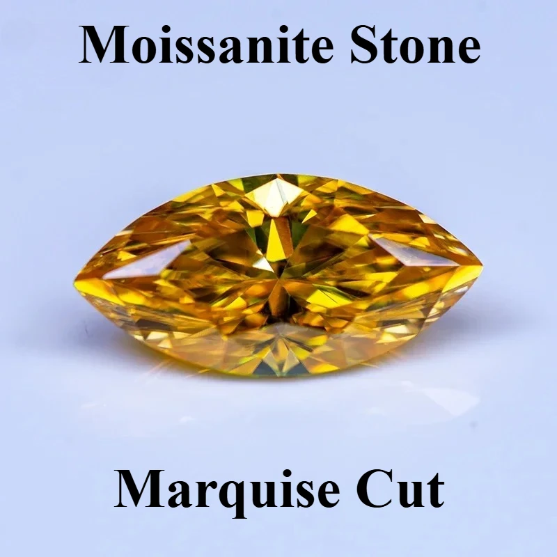 Moissanite Stone Golden Yellow Color Marquise Cut Lab Grown Gemstone Diamond For DIY Charms Advanced Jewelry Making Materials
Moissanite Stone Golden Yellow Color Marquise Cut Lab Grown Gemstone Diamond For DIY Charms Advanced Jewelry Making Materials