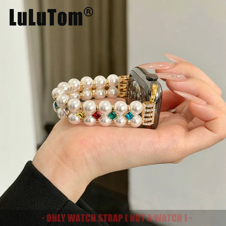 Элегантный ремешок для часов с жемчугом и бриллиантами для Apple Series 11, 10, 9, 8, 7, 6, SE, 5, Ultra, iWatch 49/46/45/44/42/41/40/38 мм, эластичные женские ремешки
Элегантный ремешок для часов с жемчугом и бриллиантами для Apple Series 11, 10, 9, 8, 7, 6, SE, 5, Ultra, iWatch 49/46/45/44/42/41/40/38 мм, эластичные женские ремешки