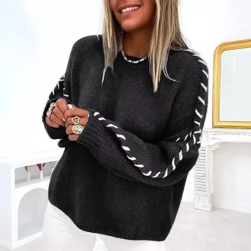 Свободный вязаный свитер на осень-зиму, новый, однотонный, круглый вырез, пуловер, женский, удобный, дышащий, модный топ
Свободный вязаный свитер на осень-зиму, новый, однотонный, круглый вырез, пуловер, женский, удобный, дышащий, модный топ