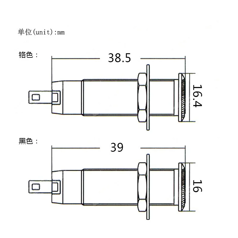 Electric Guitar/Bass Straight Plug Jack Small Round Threaded Short Barrel Audio Output Socket Black Chrome Plated
Electric Guitar/Bass Straight Plug Jack Small Round Threaded Short Barrel Audio Output Socket Black Chrome Plated