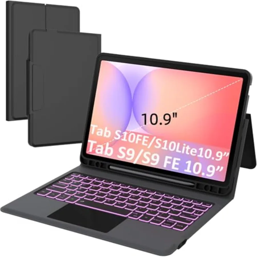 Keyboard case for Samsung Galaxy Tab S10 Lite/S10 FE/S9 FE 10.9: 7-color backlit smart trackpad wireless tablet book cover with
Keyboard case for Samsung Galaxy Tab S10 Lite/S10 FE/S9 FE 10.9: 7-color backlit smart trackpad wireless tablet book cover with