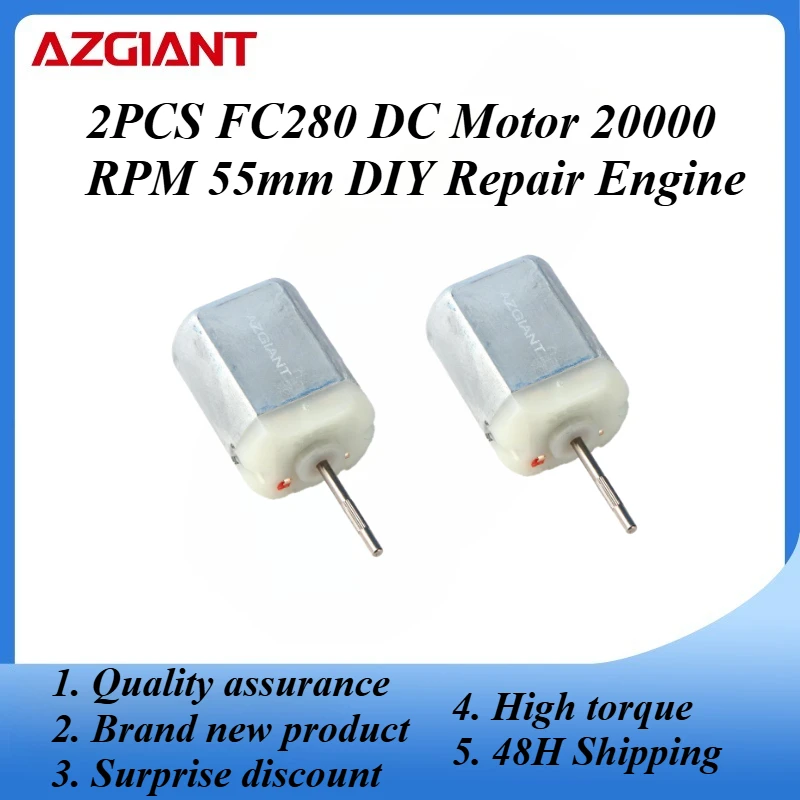2PCS FC280 DC Motor 20000 RPM 55mm DIY Repair Engine For Car Replacement Power OEM Accesseries Forward Rotation Toy High Quality
2PCS FC280 DC Motor 20000 RPM 55mm DIY Repair Engine For Car Replacement Power OEM Accesseries Forward Rotation Toy High Quality