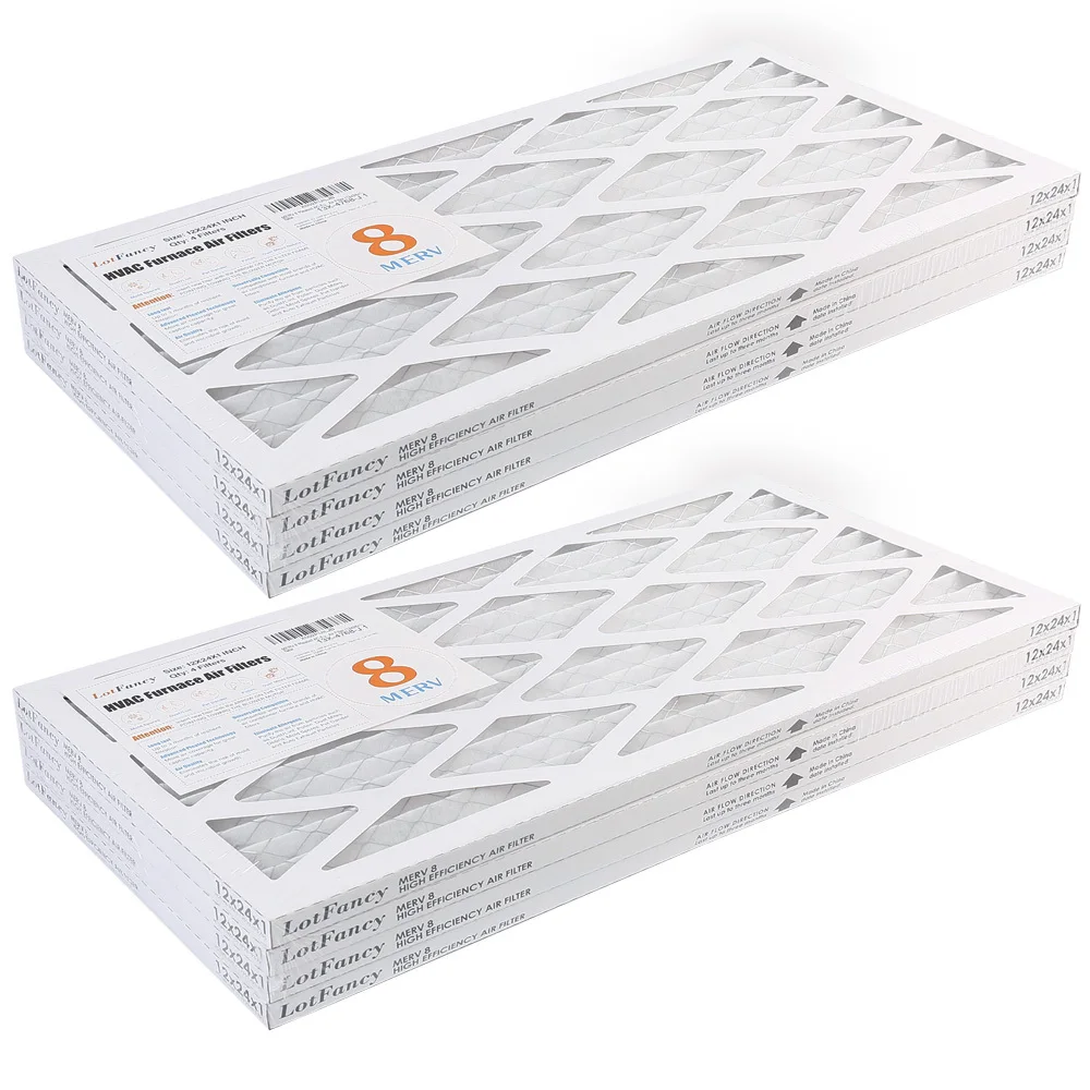 8 Pack 12"x24"x1" MERV 8 Air Filter Pleated HVAC Furnace Air Conditioner Filters Replacement
8 Pack 12"x24"x1" MERV 8 Air Filter Pleated HVAC Furnace Air Conditioner Filters Replacement