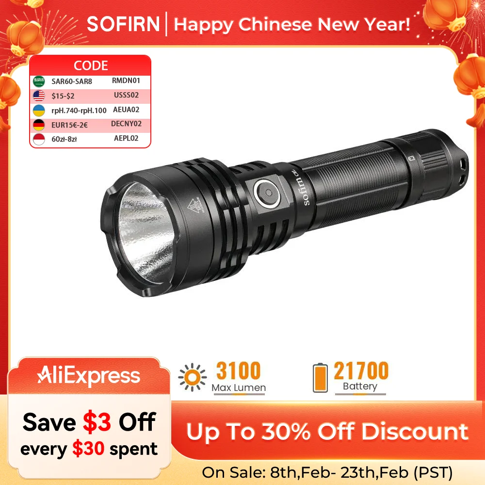 Sofirn C8L 21700 фонарик 3100 лм
Sofirn C8L 21700 фонарик 3100 лм