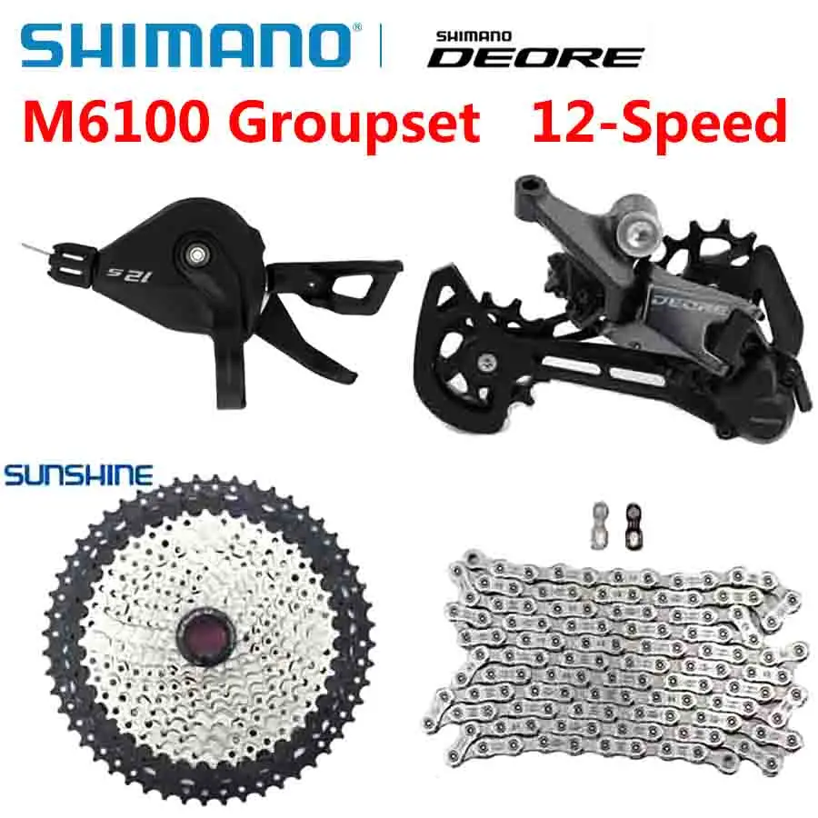 SHIMANO DEORE M6100 1x12 Speed Derailleur Groupset MTB Mountain Bike M6100 Shift Lever Rear Derailleur Sunshine Cassette 50T 52T
SHIMANO DEORE M6100 1x12 Speed Derailleur Groupset MTB Mountain Bike M6100 Shift Lever Rear Derailleur Sunshine Cassette 50T 52T