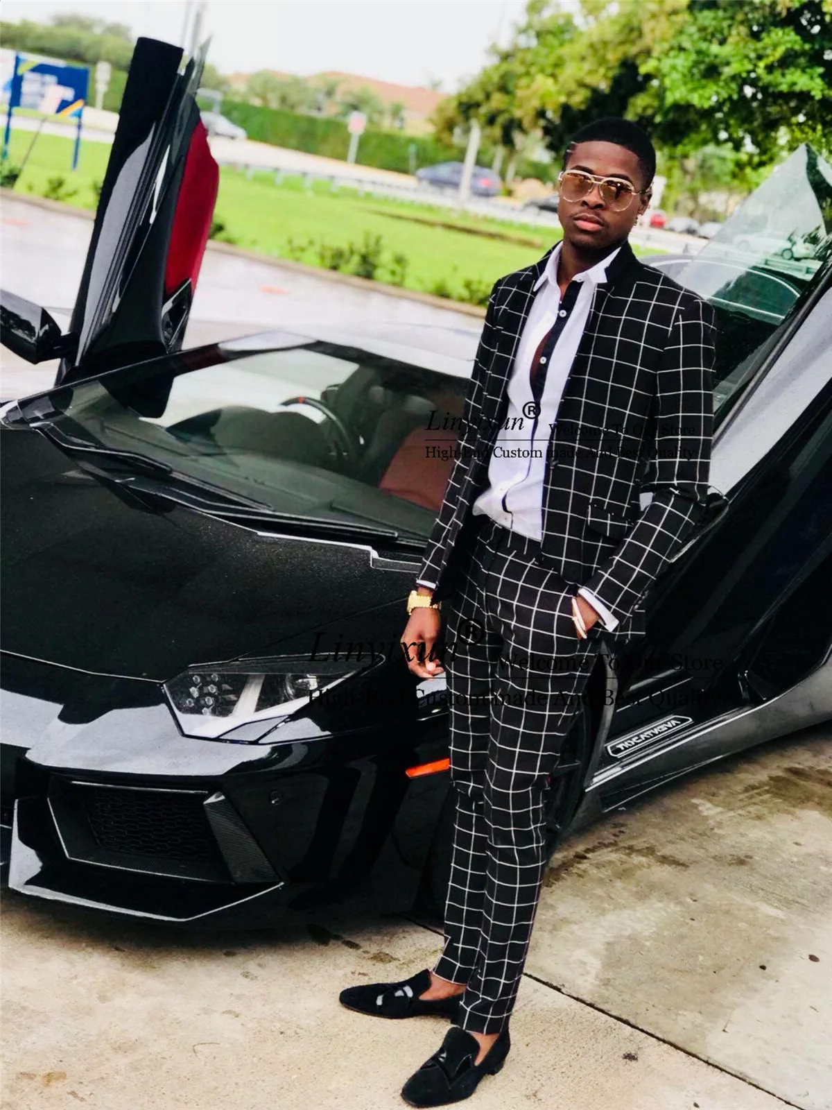 Fashion Black Plaid Men Suits 2 Pieces Set Slim Fit Groom Wedding Tuxedos Formal Male Blazer Outfit Jacket Pants Terno Masculino
Fashion Black Plaid Men Suits 2 Pieces Set Slim Fit Groom Wedding Tuxedos Formal Male Blazer Outfit Jacket Pants Terno Masculino