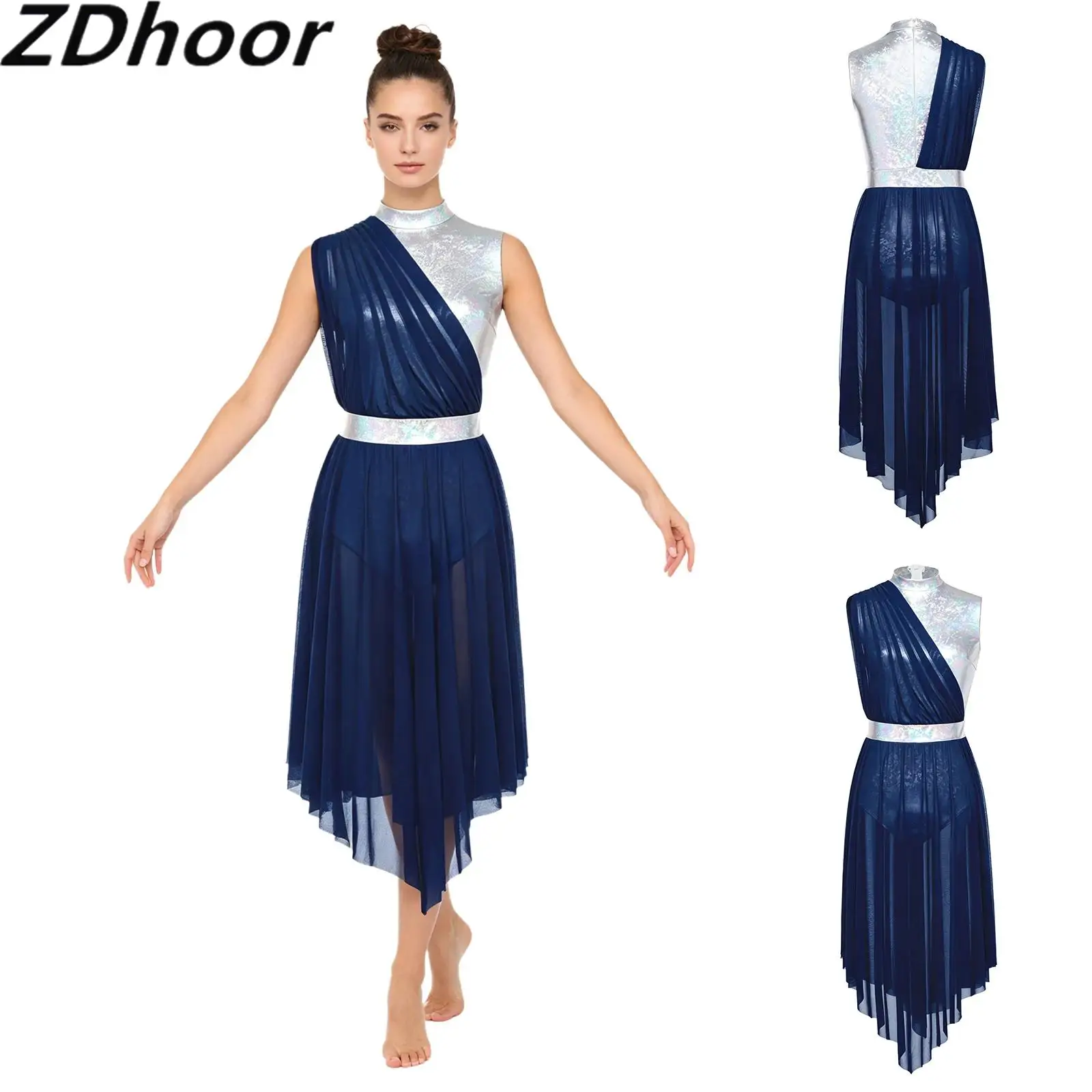 Women Worship Praise Liturgical Dance Dress Metallic Shiny Leotard with Flowy Mesh Hem Buttoned Crotch Bodysuit Dress for
Women Worship Praise Liturgical Dance Dress Metallic Shiny Leotard with Flowy Mesh Hem Buttoned Crotch Bodysuit Dress for