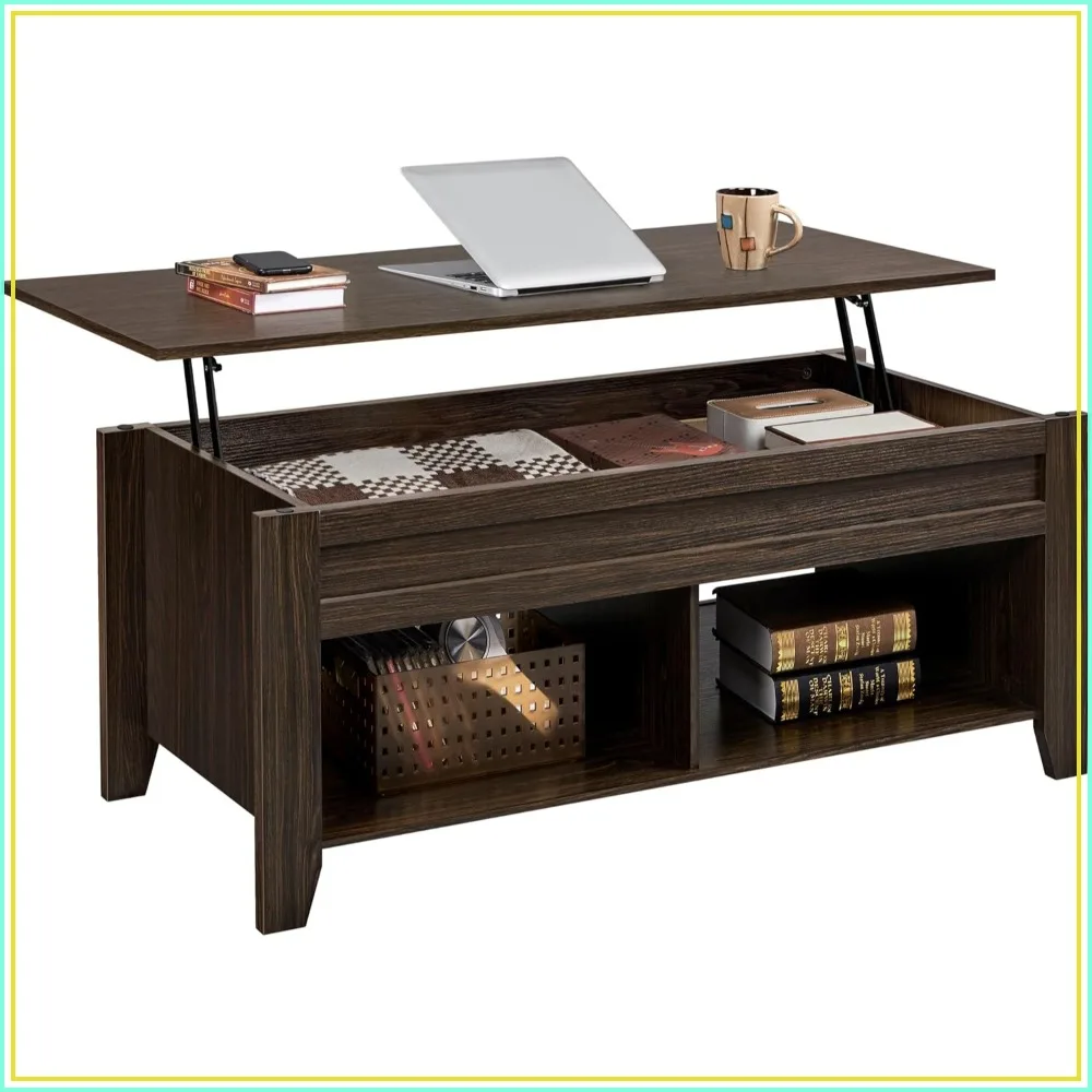 Lift Top Coffee Table with Hidden Storage & 2 Open Shelves, Rising Tabletop Pop Up Center Table for Living Room, 47.5" L, Espresso
Lift Top Coffee Table with Hidden Storage & 2 Open Shelves, Rising Tabletop Pop Up Center Table for Living Room, 47.5" L, Espresso