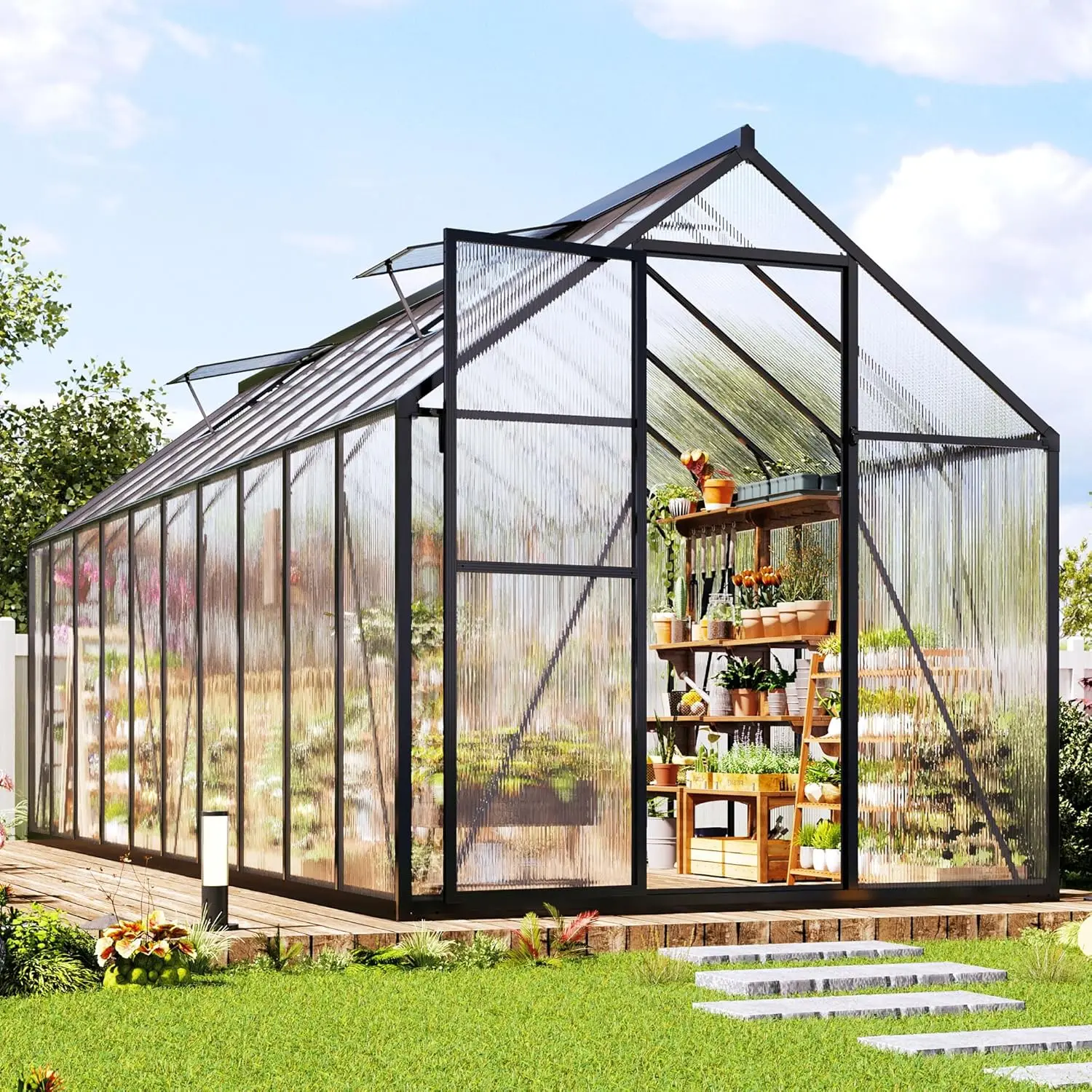6x20Ft Polycarbonate Greenhouses for Outdoors, 2 Top-Opening Windows, Swing Doors, Aluminum Walk-in Heavy Duty for, Customized
6x20Ft Polycarbonate Greenhouses for Outdoors, 2 Top-Opening Windows, Swing Doors, Aluminum Walk-in Heavy Duty for, Customized