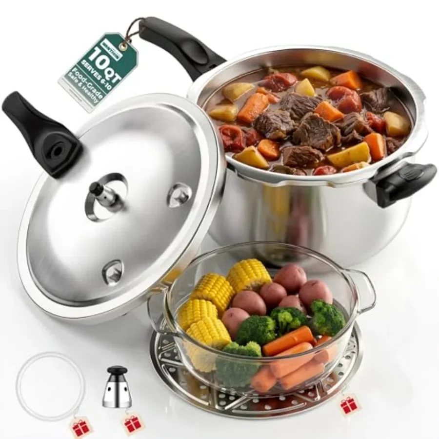 Stainless Steel Pressure Cooker Non-Aluminum , 10 Quart Induction Compatible Pressure Cooker with Spring Valve Safeguard Device
Stainless Steel Pressure Cooker Non-Aluminum , 10 Quart Induction Compatible Pressure Cooker with Spring Valve Safeguard Device