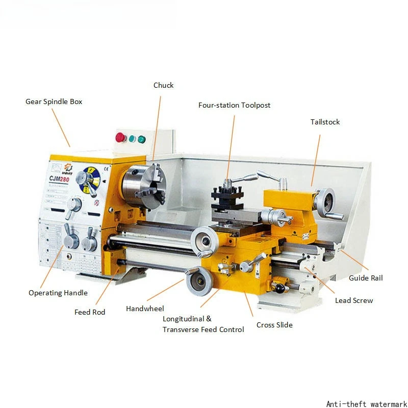 2026 Hot SellingCJM280 38mm Bore Bench Small Manual Metal Lathe Machine with CE