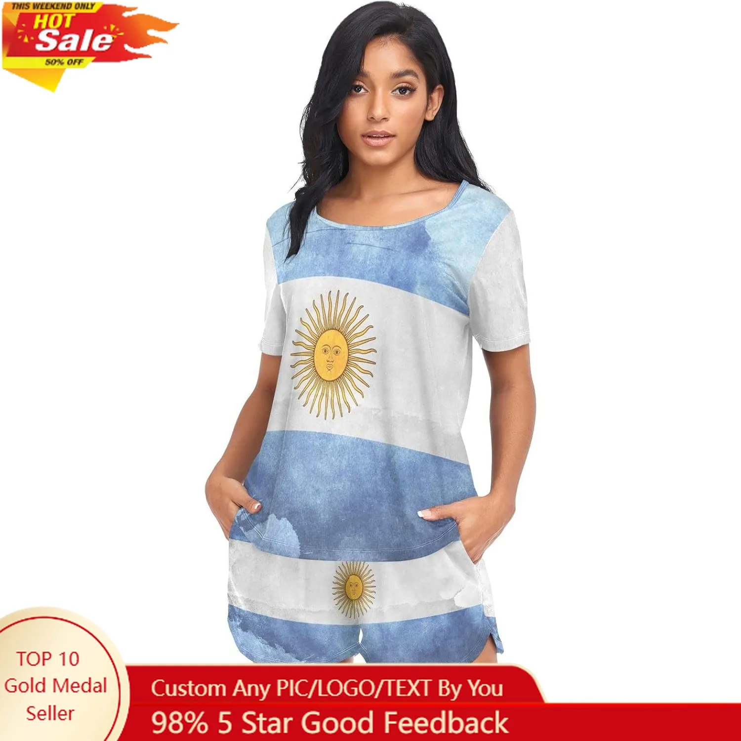 Женские пижамные комплекты, топы с короткими рукавами, одежда для дома, шорты из 2 предметов, одежда для сна с карманами, пижамный комплект с круглым вырезом
Женские пижамные комплекты, топы с короткими рукавами, одежда для дома, шорты из 2 предметов, одежда для сна с карманами, пижамный комплект с круглым вырезом