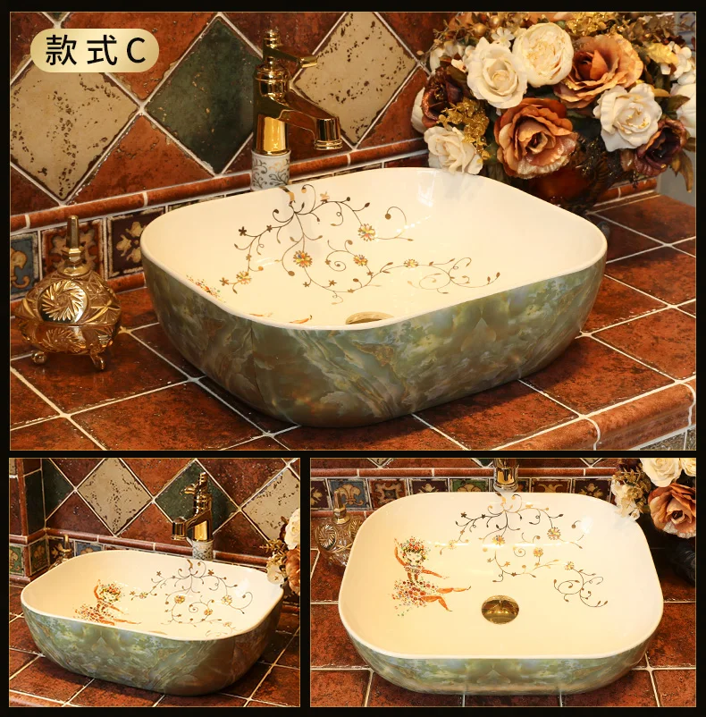 European art table basin ceramic wash basin retro washbasin bathroom household wash basin
European art table basin ceramic wash basin retro washbasin bathroom household wash basin