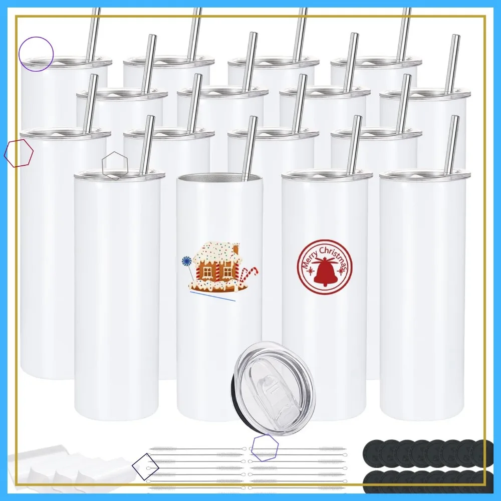 16 Pack Sublimation Tumblers 20oz, Stainless Steel Double Wall Insulated with Straw & Lids for Heat Transfer, White
16 Pack Sublimation Tumblers 20oz, Stainless Steel Double Wall Insulated with Straw & Lids for Heat Transfer, White