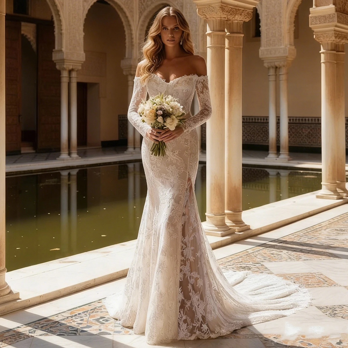 Luxury Lace Beaded Mermaid Wedding Dress For Bride Vestidos Novia Applique Long Sleeve Bridal Party Gown With Train
Luxury Lace Beaded Mermaid Wedding Dress For Bride Vestidos Novia Applique Long Sleeve Bridal Party Gown With Train