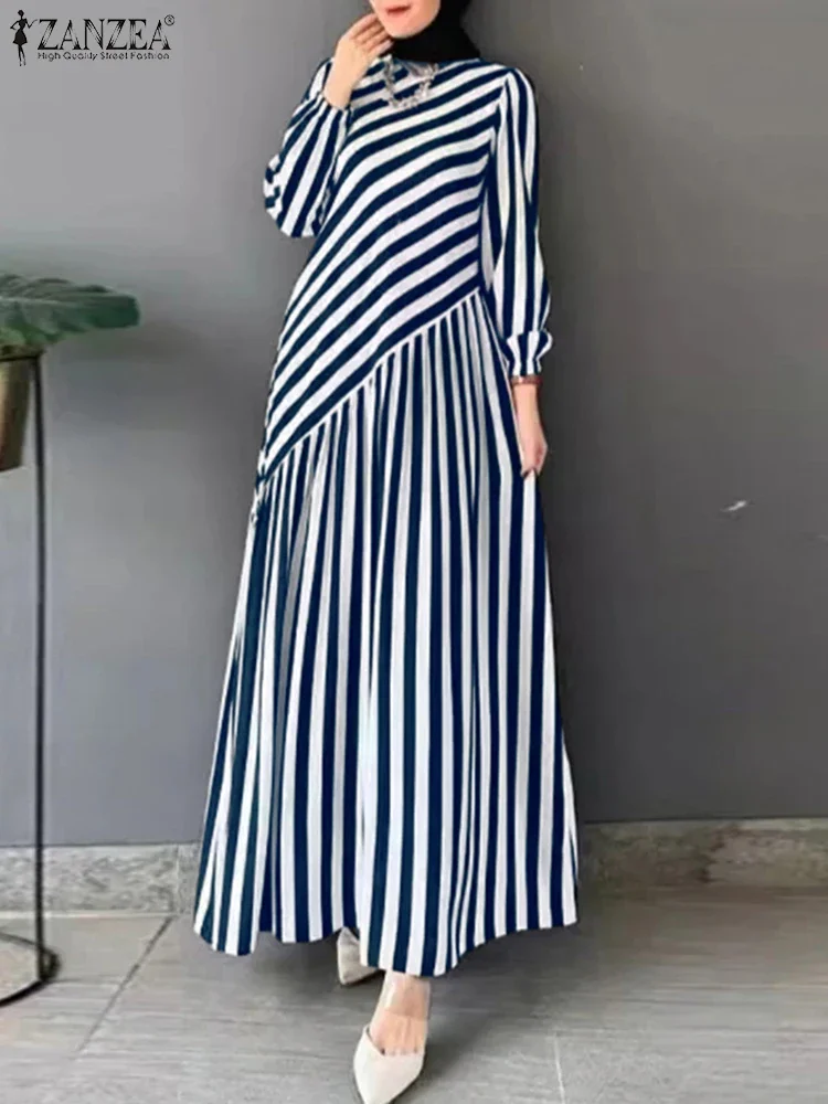 ZANZEA 2021, осеннее платье в полоску, стильные женские платья, мусульманский халат Абая, женский элегантный свободный сарафан с длинными рукавами, Vestidos Kaftan
ZANZEA 2021, осеннее платье в полоску, стильные женские платья, мусульманский халат Абая, женский элегантный свободный сарафан с длинными рукавами, Vestidos Kaftan
