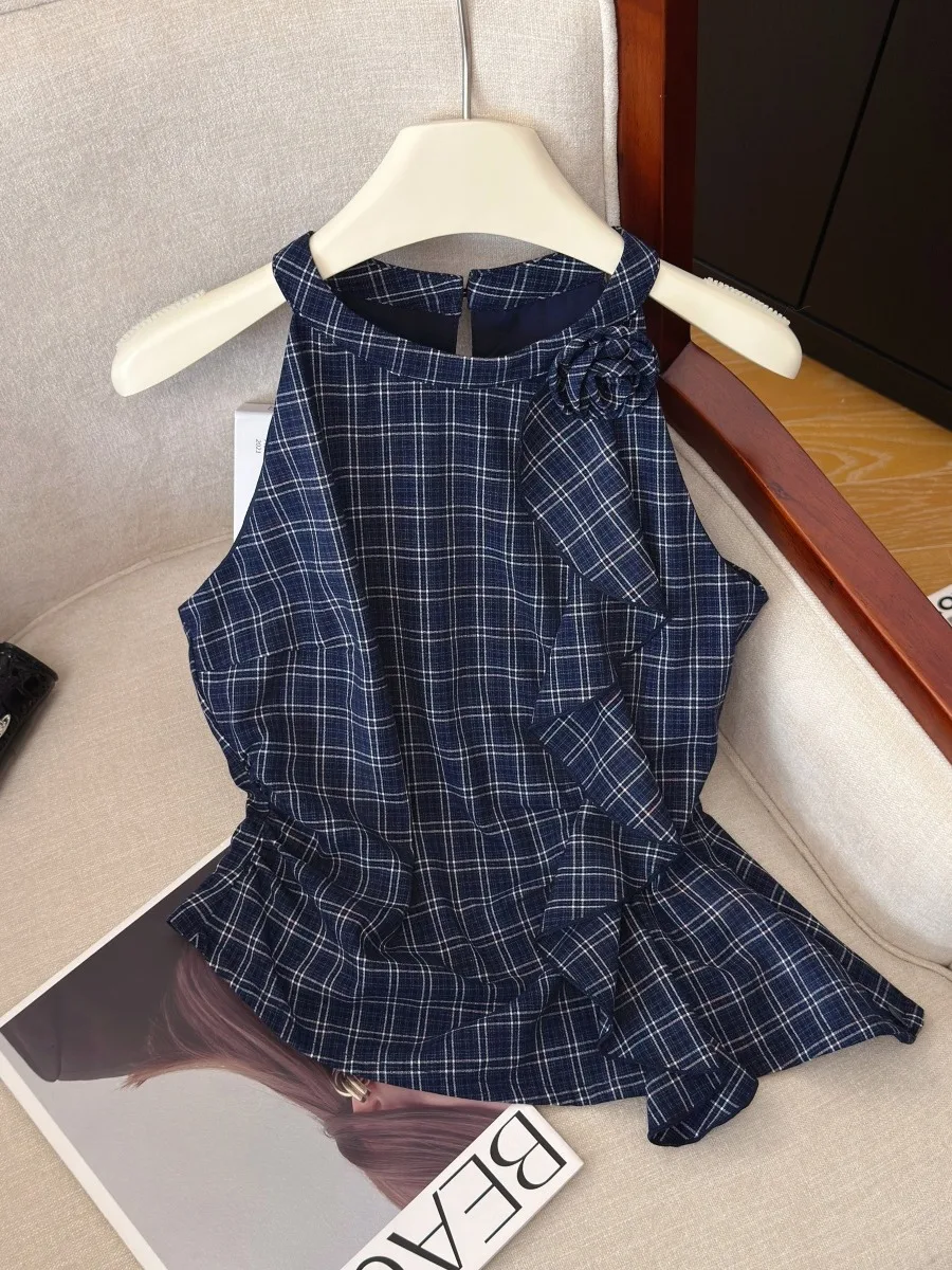 Summer New Plaid 3D Flower Women's Shirt Shoulder Bared Sleeveless Irregular Folded Top Outerwear Casual Loose Fit Regular Le...
Summer New Plaid 3D Flower Women's Shirt Shoulder Bared Sleeveless Irregular Folded Top Outerwear Casual Loose Fit Regular Le...