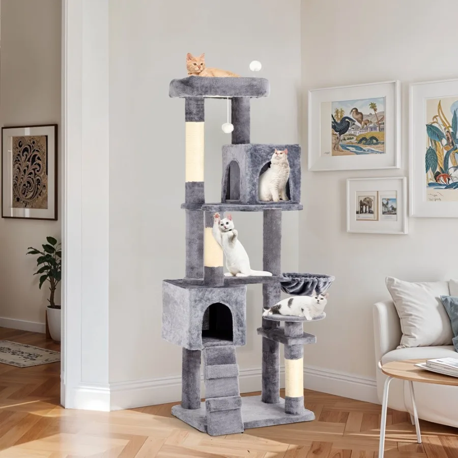 70" Cat Tree Condo Multi-Level Tower with Scratching Posts andCozy Basket for Indoor Cats Light Gray
70" Cat Tree Condo Multi-Level Tower with Scratching Posts andCozy Basket for Indoor Cats Light Gray