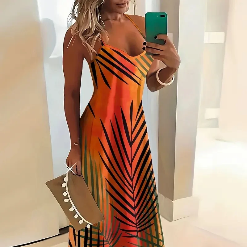 Ladies' autumn and summer dress, casual V-neck sleeveless Bohemian style, slim belt with 3D pattern, long skirt
Ladies' autumn and summer dress, casual V-neck sleeveless Bohemian style, slim belt with 3D pattern, long skirt