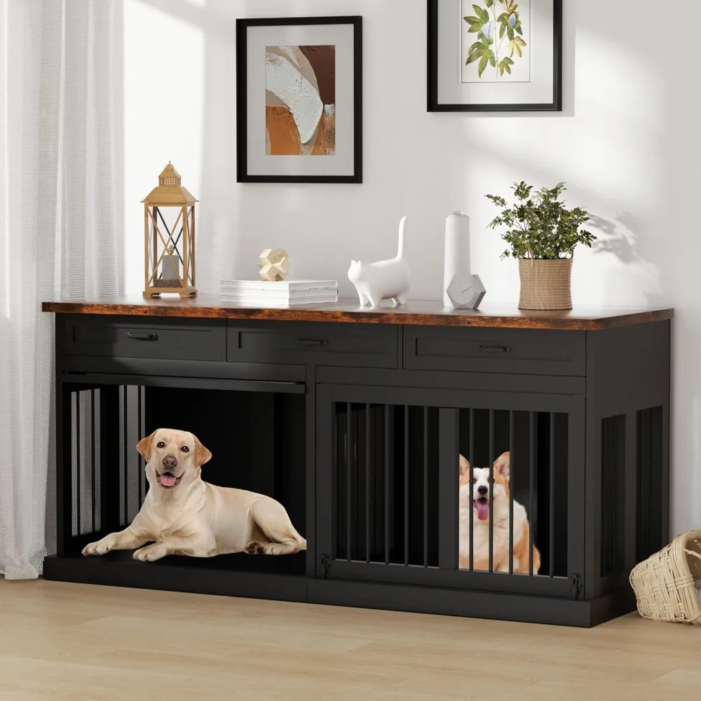 71 inches extra large dog crate furniture for 2 dogs indoor wooden dog kennel furniture large breed heavy duty dog crates tv sta
71 inches extra large dog crate furniture for 2 dogs indoor wooden dog kennel furniture large breed heavy duty dog crates tv sta