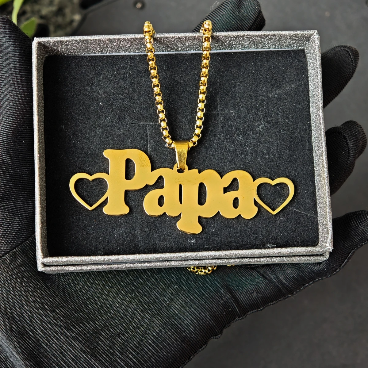 Personalized Papa Name Necklace Double Heart Stainless Steel Custom Pendant Jewelry Gift For Father's Day Birthday
Personalized Papa Name Necklace Double Heart Stainless Steel Custom Pendant Jewelry Gift For Father's Day Birthday