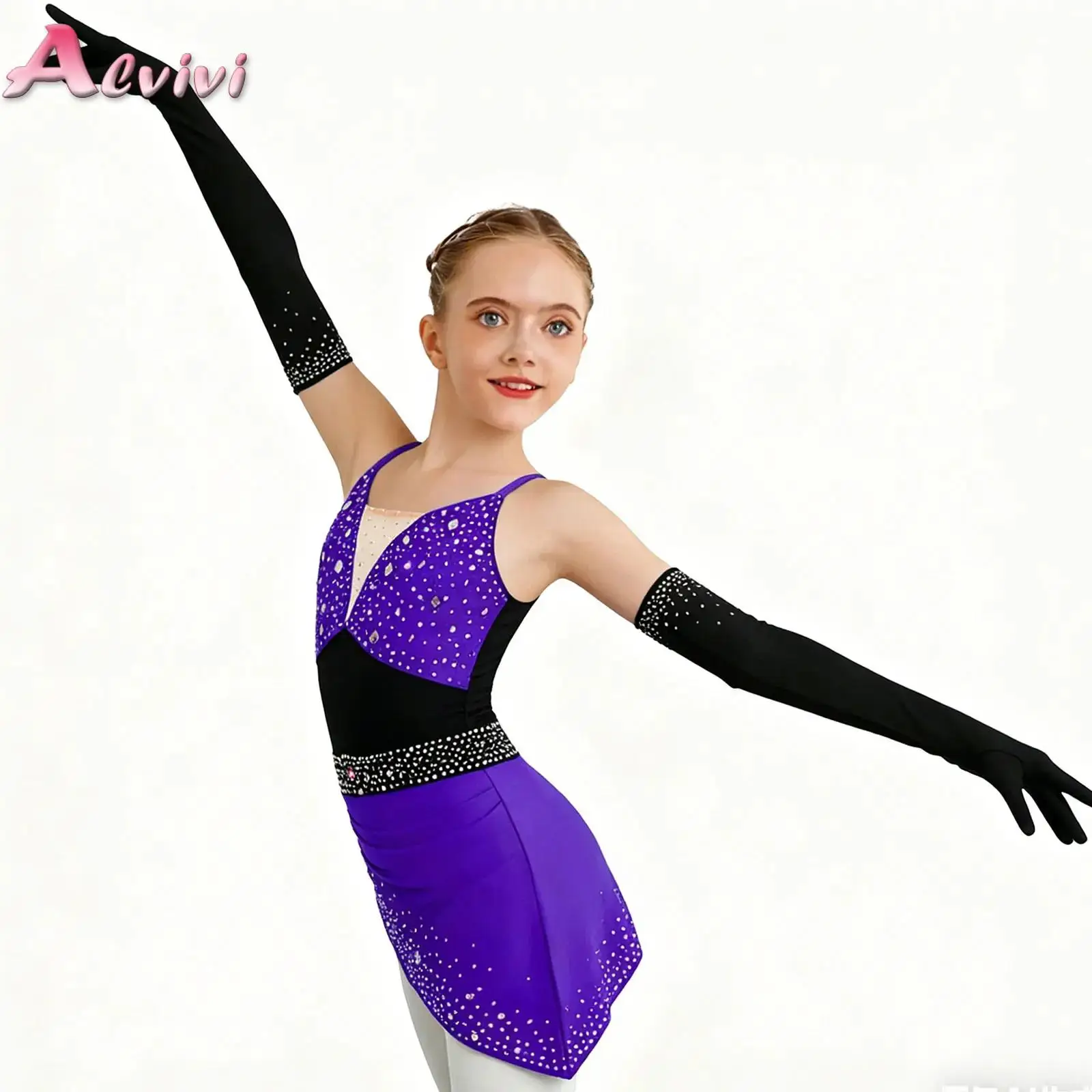 Kids Girls Ruched Figure Skating Ballet Lyrical Modern Dance Performance Costume Rhinestones Mesh Dress and Gloves Dancewear Set
Kids Girls Ruched Figure Skating Ballet Lyrical Modern Dance Performance Costume Rhinestones Mesh Dress and Gloves Dancewear Set