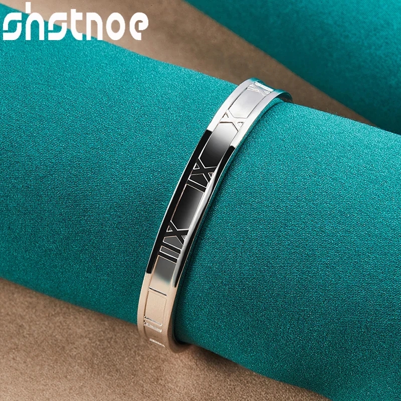 SHSTONE 925 Sterling Silver 7mm wide Roman Numerals Opening Bangles Bracelets For Women Birthday Wedding Party Fine Jewelry Gift
SHSTONE 925 Sterling Silver 7mm wide Roman Numerals Opening Bangles Bracelets For Women Birthday Wedding Party Fine Jewelry Gift