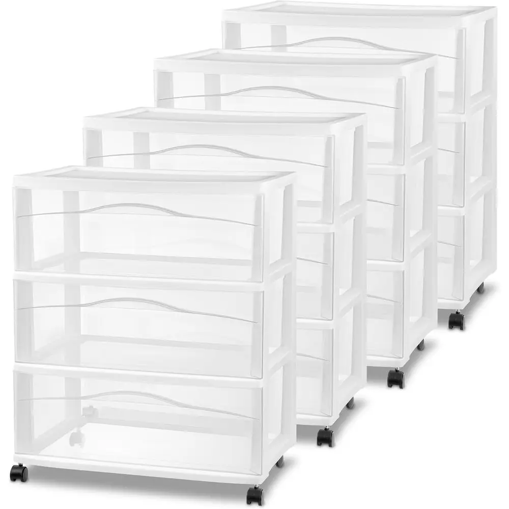 4-Tier Plastic Storage Cart with Wheels, White - Versatile for Bins, Clothes, and Home Accessories
4-Tier Plastic Storage Cart with Wheels, White - Versatile for Bins, Clothes, and Home Accessories