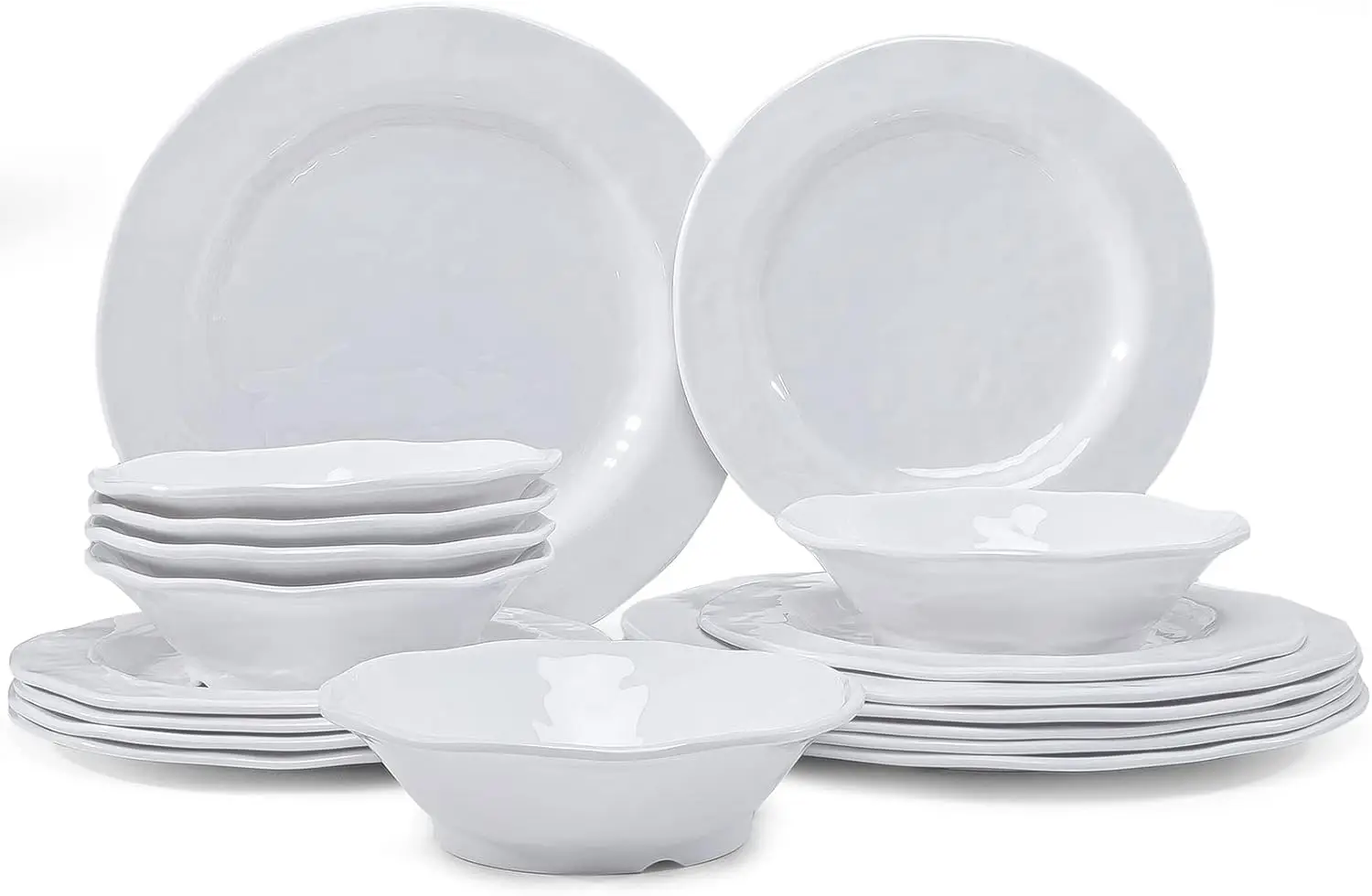 Basic White Melamine Dinnerware Sets, 18 Piece melamine dishes set, Service for 6, Plates and Bowls Sets Great for Indoo
Basic White Melamine Dinnerware Sets, 18 Piece melamine dishes set, Service for 6, Plates and Bowls Sets Great for Indoo