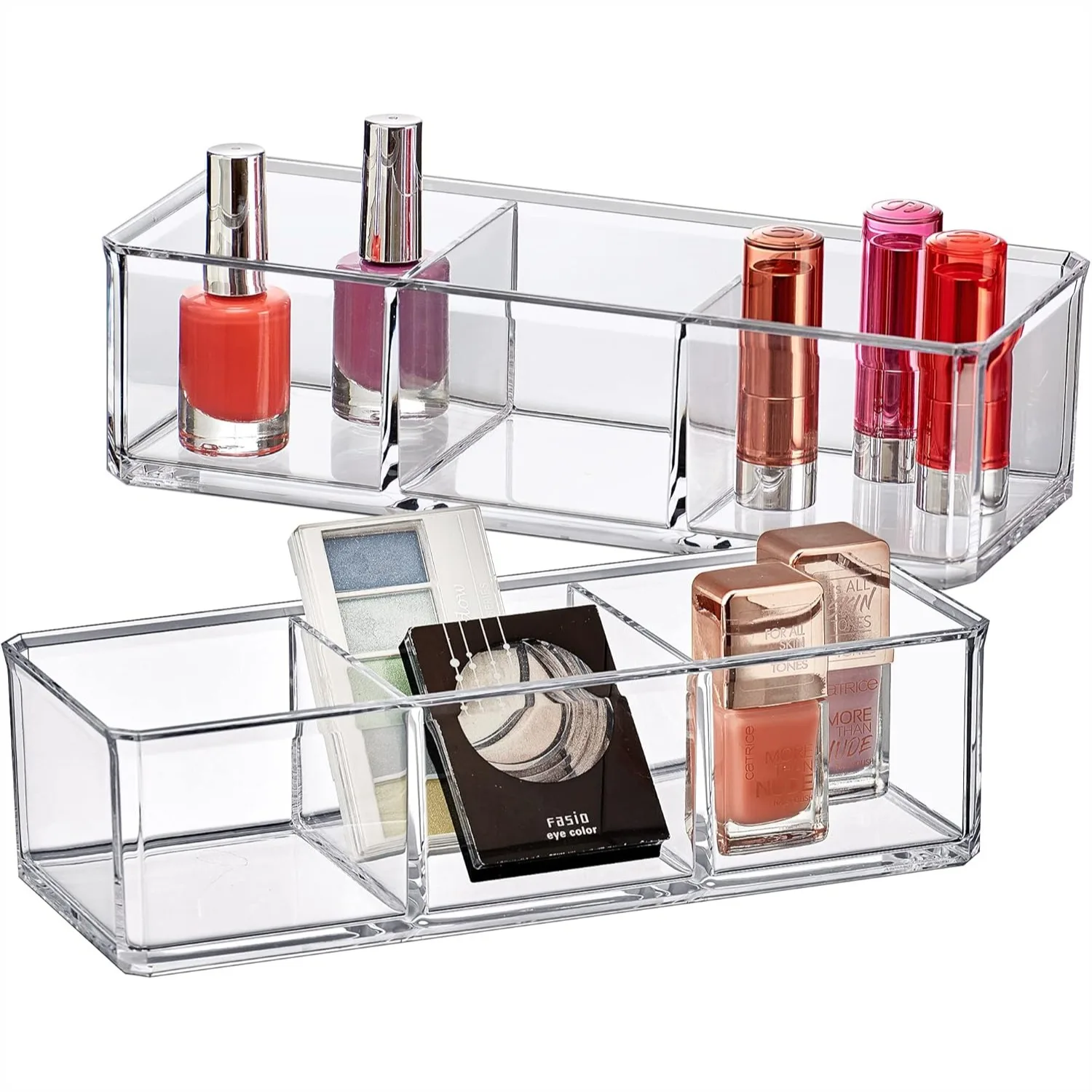 Acrylic 3-Compartment Makeup Organizer, Transparent Plastic Lipstick Holder for Vanity Storage, 2-Pack
Acrylic 3-Compartment Makeup Organizer, Transparent Plastic Lipstick Holder for Vanity Storage, 2-Pack