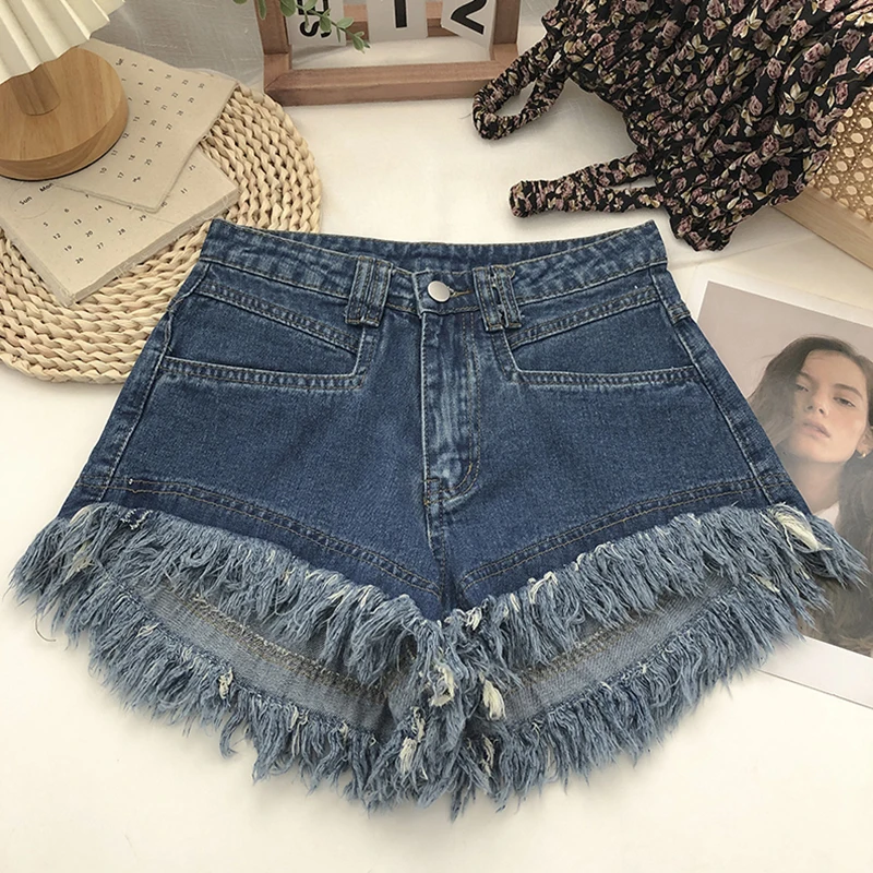 ITOOLIN Women Tassels Denim Shorts Button Zipper Loose High Waist A-line Jean Shorts Casual Female Office Trousers With Pocket
ITOOLIN Women Tassels Denim Shorts Button Zipper Loose High Waist A-line Jean Shorts Casual Female Office Trousers With Pocket