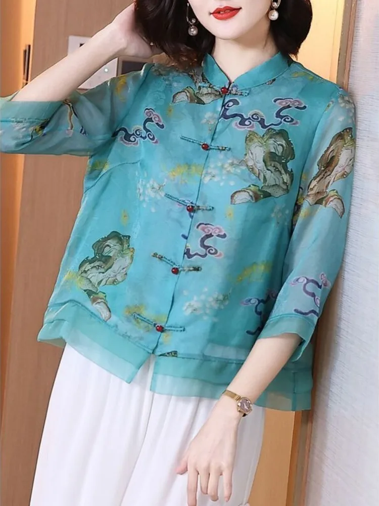 Comfortable Cotton Linen Shirt Women's Midlife Mom Summer Fashion Trend Traditional Chinese Style Short Sleeve Printed Blouse
Comfortable Cotton Linen Shirt Women's Midlife Mom Summer Fashion Trend Traditional Chinese Style Short Sleeve Printed Blouse