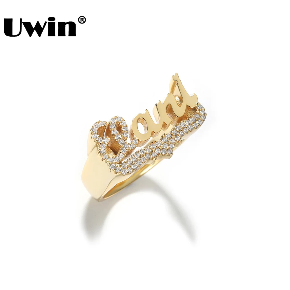 UWIN Customized Name Rings for Women Iced Out Cubic Zirconia Personalized Gold Color Rings for Gift
UWIN Customized Name Rings for Women Iced Out Cubic Zirconia Personalized Gold Color Rings for Gift