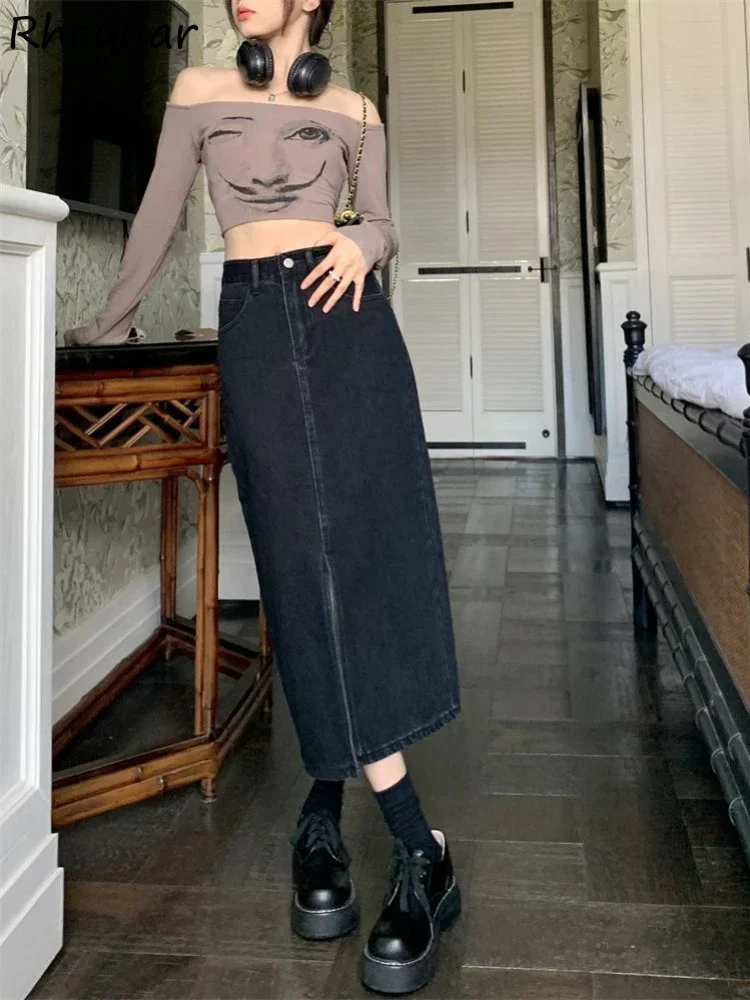 Skirts Women Spring Girls Denim Retro Solid High Waist Hip-covering Slit A-line Designed Korean Style Attractive Prevalent Cozy
Skirts Women Spring Girls Denim Retro Solid High Waist Hip-covering Slit A-line Designed Korean Style Attractive Prevalent Cozy