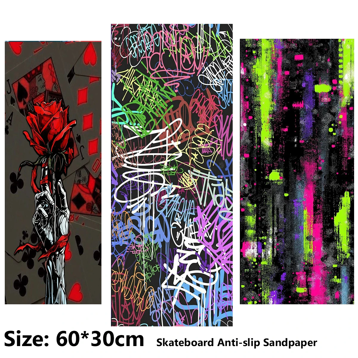 Electric Scooter Anti-slip Sticker Sandpaper Skateboard GripTape Sheet 60*30cm Rainbow Graffiti with a Red Rose Pattern
Electric Scooter Anti-slip Sticker Sandpaper Skateboard GripTape Sheet 60*30cm Rainbow Graffiti with a Red Rose Pattern