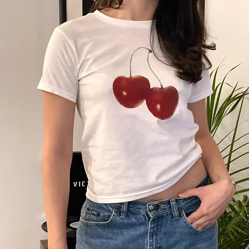 Эстетическая летняя женская футболка, уличная одежда, Harajuku, футболка с короткими рукавами и буквенным принтом вишни, винтажная одежда Y2K, футболка
Эстетическая летняя женская футболка, уличная одежда, Harajuku, футболка с короткими рукавами и буквенным принтом вишни, винтажная одежда Y2K, футболка