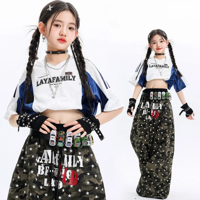 New Hip Hop Girls Short Sleeve Crop Tops Baggy Pants Cool Streetwear Group Jazz Stage Clothes Sets Fashion Street Dance Costumes
New Hip Hop Girls Short Sleeve Crop Tops Baggy Pants Cool Streetwear Group Jazz Stage Clothes Sets Fashion Street Dance Costumes