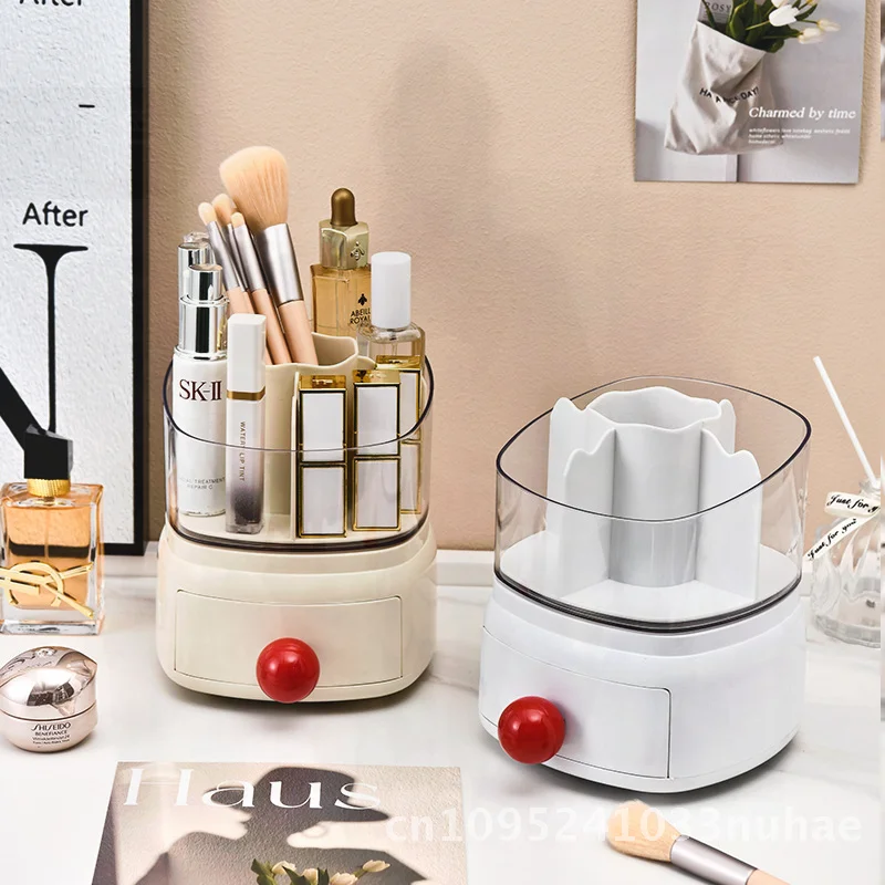 Вращающийся ящик для хранения косметики, настольный туалетный столик, органайзер для средств по уходу за кожей, стойка кремового цвета, красный шарик, минималистичная ручка
Вращающийся ящик для хранения косметики, настольный туалетный столик, органайзер для средств по уходу за кожей, стойка кремового цвета, красный шарик, минималистичная ручка