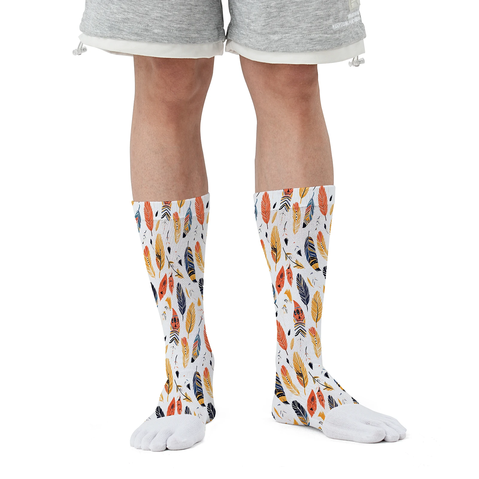 1 double feather print personality mid-tube sports fashion five-finger socks walking theme party birthday
1 double feather print personality mid-tube sports fashion five-finger socks walking theme party birthday
