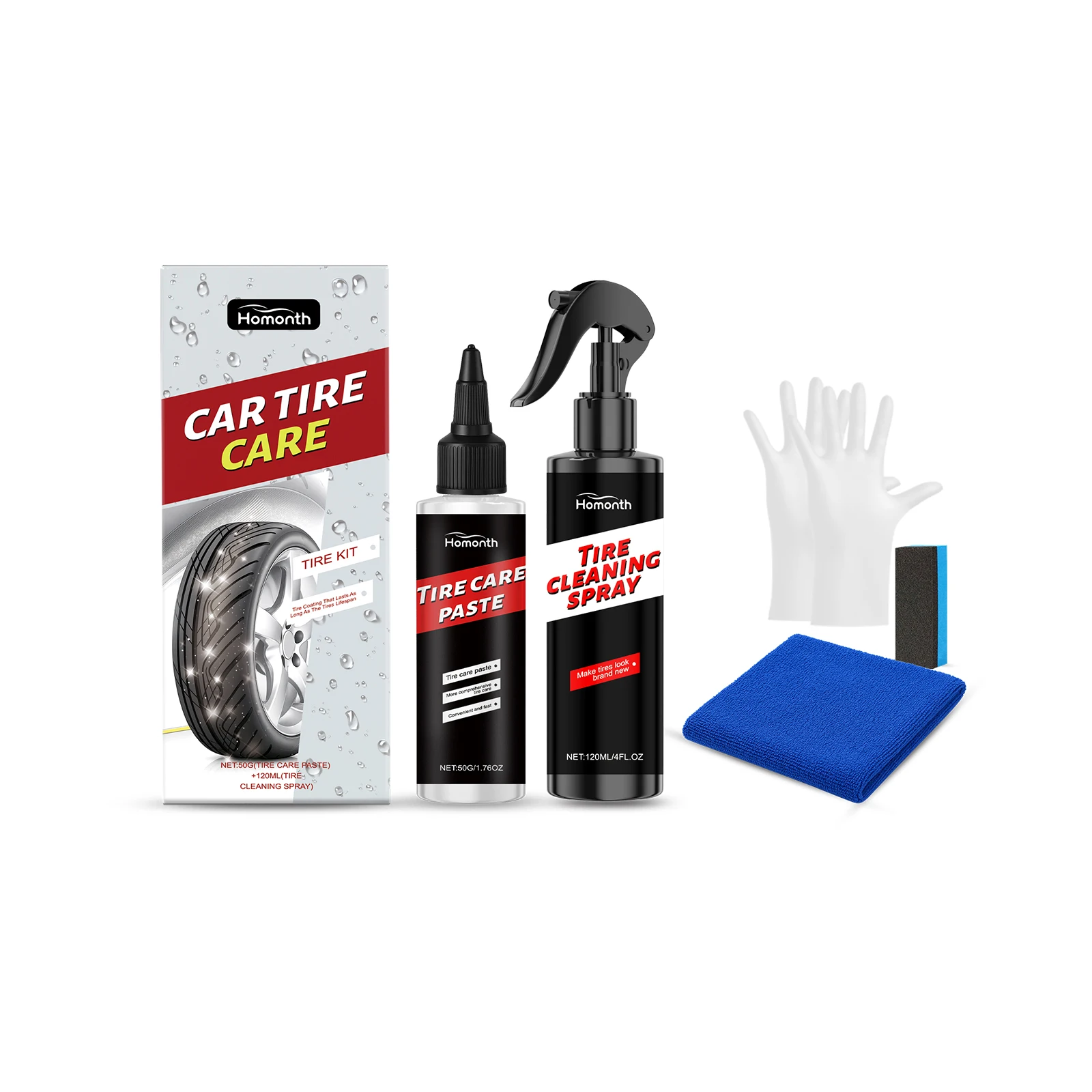 Tire Care Clean Kit Restores Black High Gloss Shine with Dust-Resistant Protection Tire Cleaner & Dressing Set for Car SUV Truck
Tire Care Clean Kit Restores Black High Gloss Shine with Dust-Resistant Protection Tire Cleaner & Dressing Set for Car SUV Truck