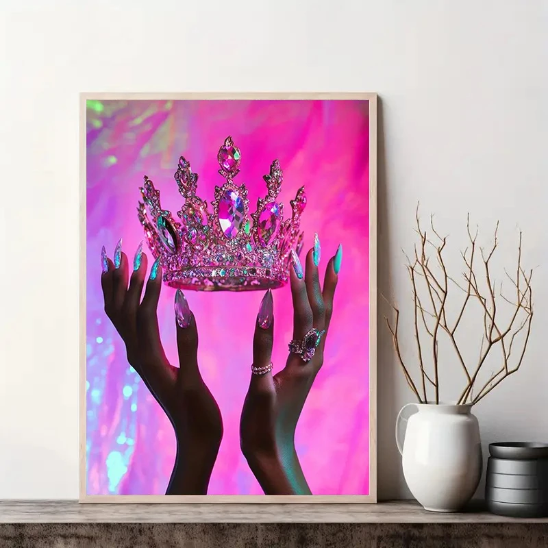 Elegant African American Girl Canvas Poster, Black Hands Raised Pink Rose Gold Crown Poster Printing, For Living Room Home Decor
Elegant African American Girl Canvas Poster, Black Hands Raised Pink Rose Gold Crown Poster Printing, For Living Room Home Decor